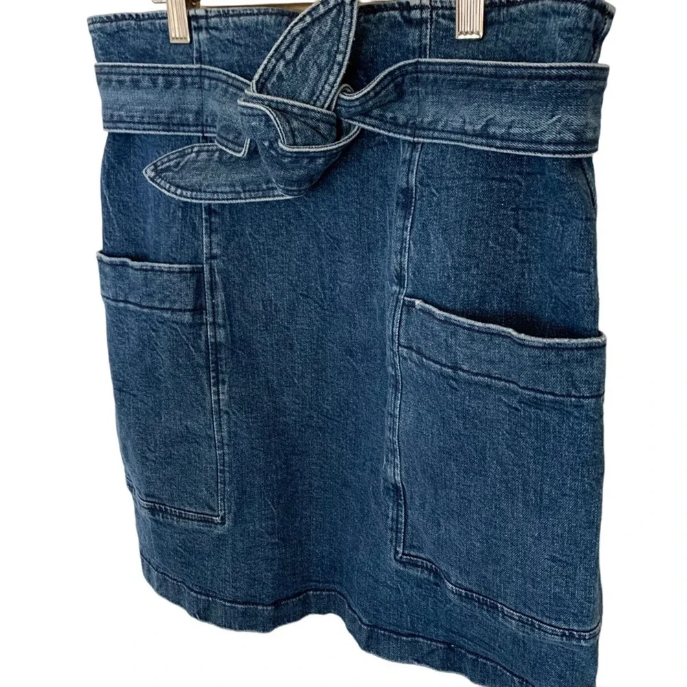 Rebecca Taylor | La Vie size 30 denim skirt with front tie stretch zip back